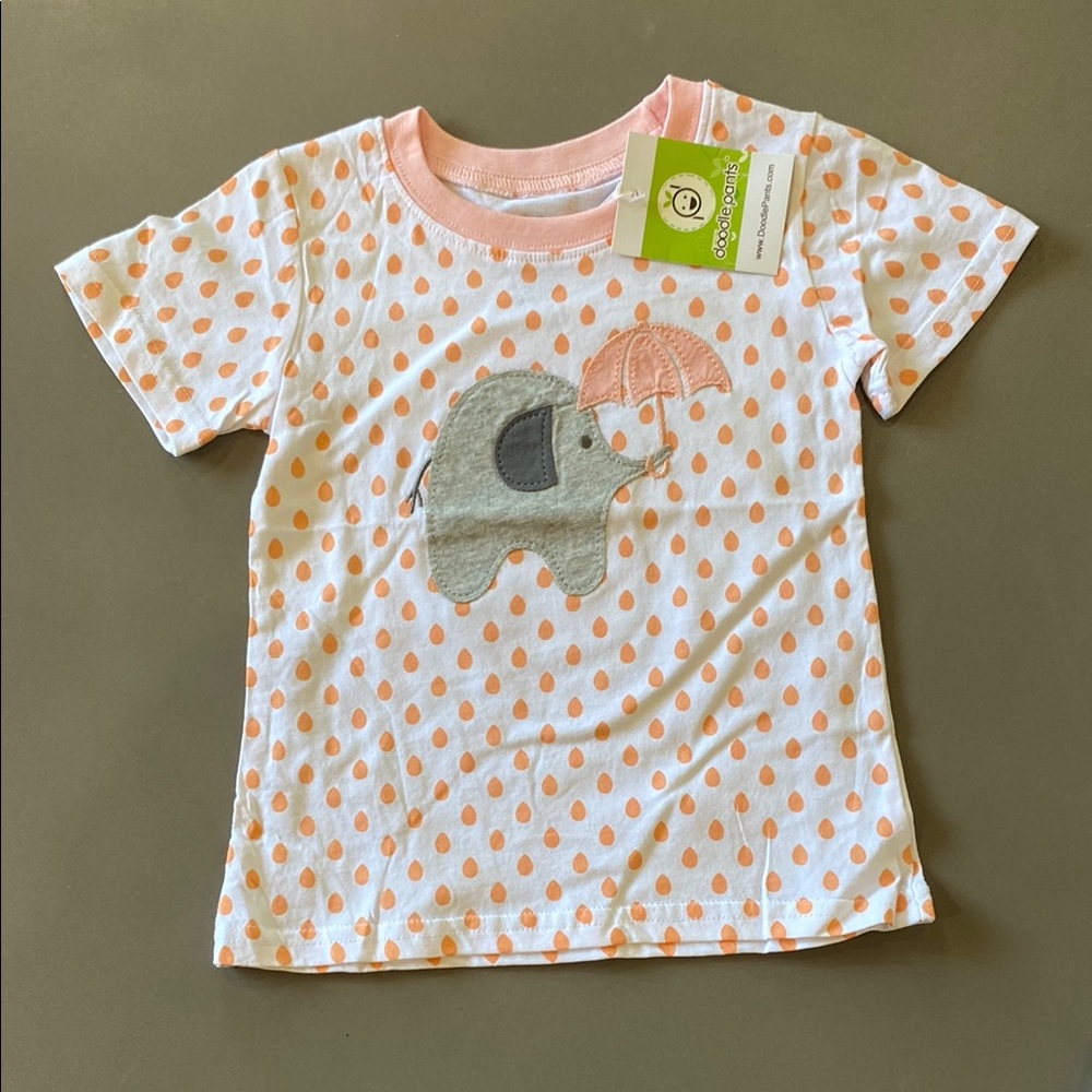 Elephant Print Kids Shirt - salmon and white